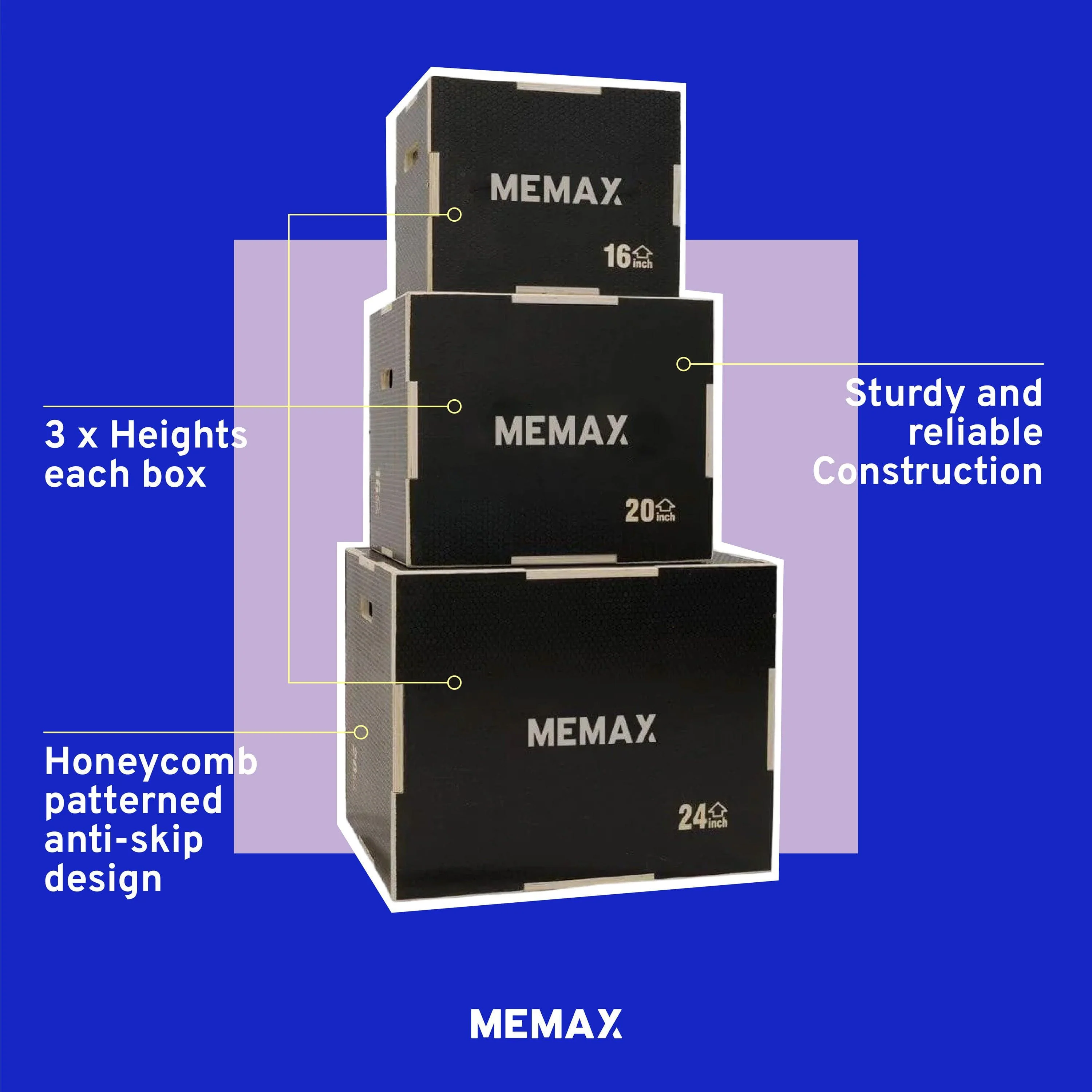 Anti-Slip Wooden Plyo Jump Box - 20" x 24" x 30" - Image 5