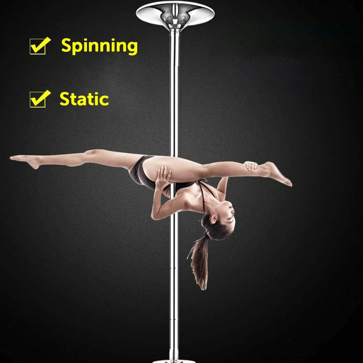 Portable Dancing Pole - Static and Spinning (Chrome) - Image 3